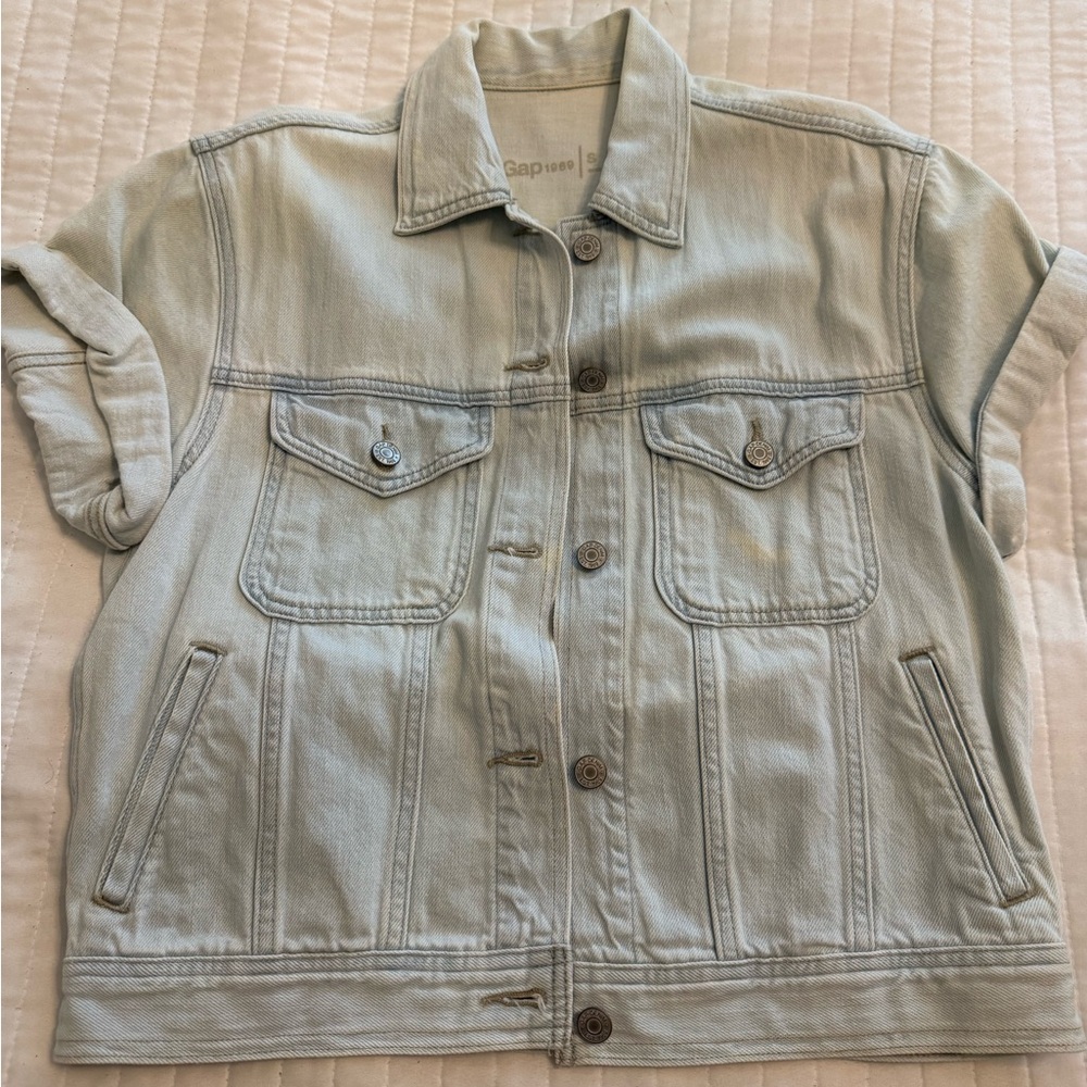 GAP Light Blue Denim Trucker Jacket - Short Sleeve